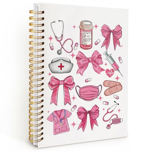 Wheatwin Pink Nurse Notebook A5 – 164 Pages, Hardcover, Waterproof, 5.5x8.3 Inch Journal for Nursing Students and RNs