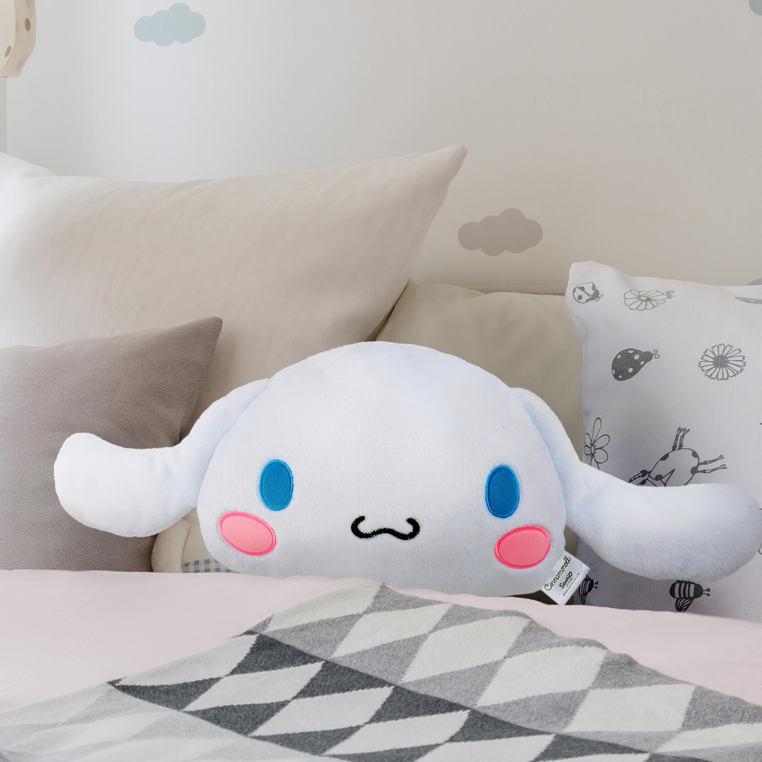 White Cinnamoroll Plush Pillow - Soft Velvet Throw Cushion by Get Trend 15.7x15.4 in