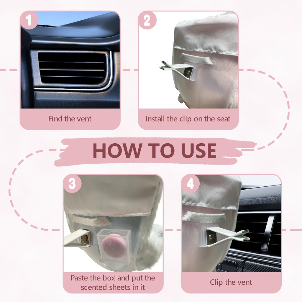 White Doll Car Seat for 3–8 Inch Figures – Car Vent Clip & Desktop Stand Included