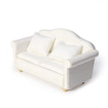 White Miniature Double Sofa with Pillows for Dollhouse - Cutemini Fabric Couch (5.24 inch)