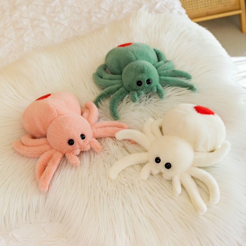 White Spider Plush 9.8in – Soft Huggable Stuffed Animal Toy for Halloween Decor & Gifts
