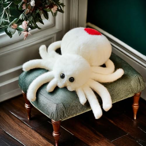 White Spider Plush 9.8in – Soft Huggable Stuffed Animal Toy for Halloween Decor & Gifts