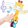 WHNKFB Baby Giraffe Musical Rattle Toy – Light-Up Teether with Soft BPA-Free Rubber, 4 Sounds & 3 Volume Levels for 6-18 Month Infants