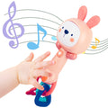 WHNKFB Soft Pink Bunny Musical Rattle Toy – Light-Up Teether, BPA-Free Rubber, for 6-18 Months