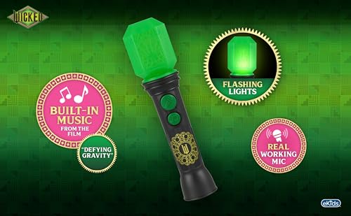 Wicked Sing Along Microphone with Built-in Music and Lights for Toddlers Ages 3+