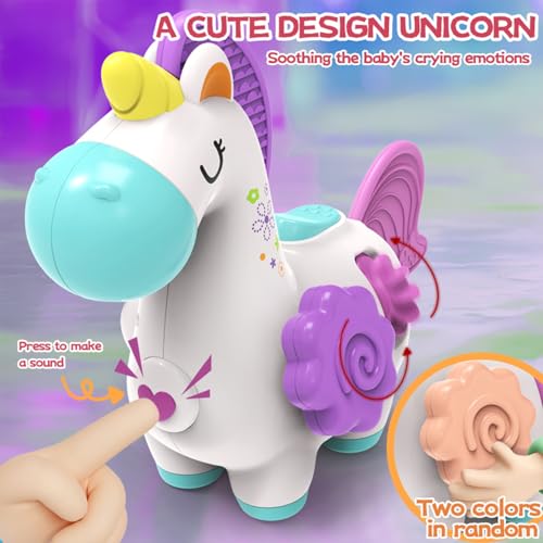 WIIBAAHO Montessori Busy Board for 1 Year Old – 8 Sensory Activities, Unicorn Design, BPA-Free ABS
