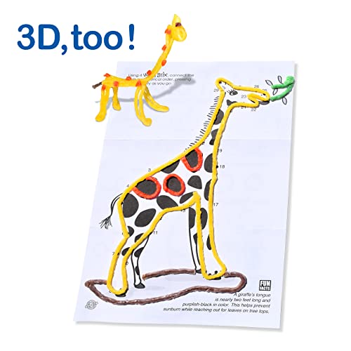 Wikki Stix Animal Activity Pak – 12 Zoo Animal Connect-the-Dot Packs with Fun Facts, Made in USA
