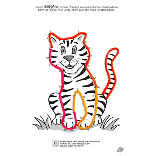 Wikki Stix Animal Activity Pak – 12 Zoo Animal Connect-the-Dot Packs with Fun Facts, Made in USA