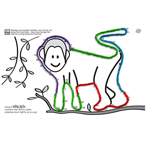 Wikki Stix Animal Activity Pak – 12 Zoo Animal Connect-the-Dot Packs with Fun Facts, Made in USA