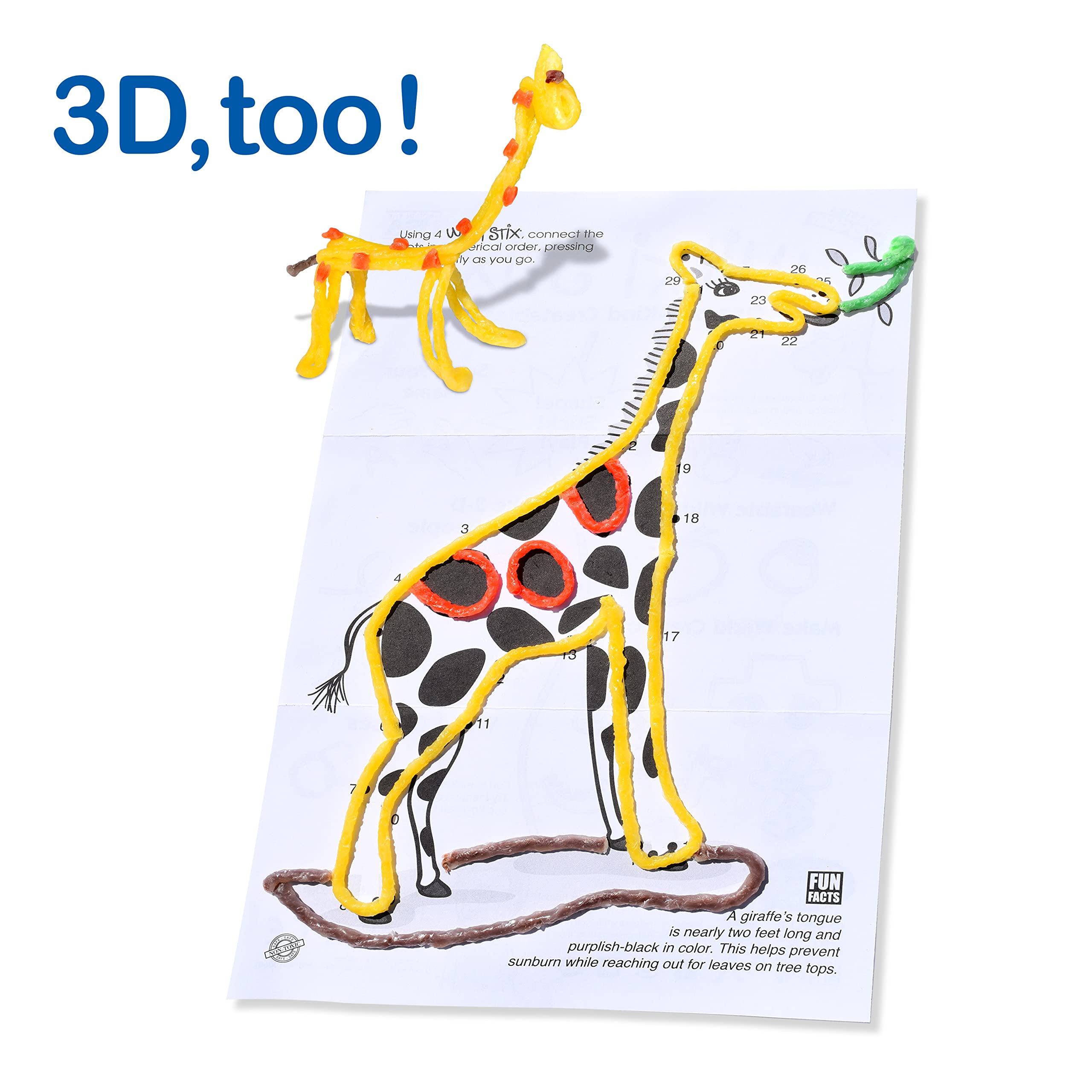 Wikki Stix Animal Activity Pak – 12 Zoo Animal Connect-the-Dot Packs with Fun Facts, Made in USA