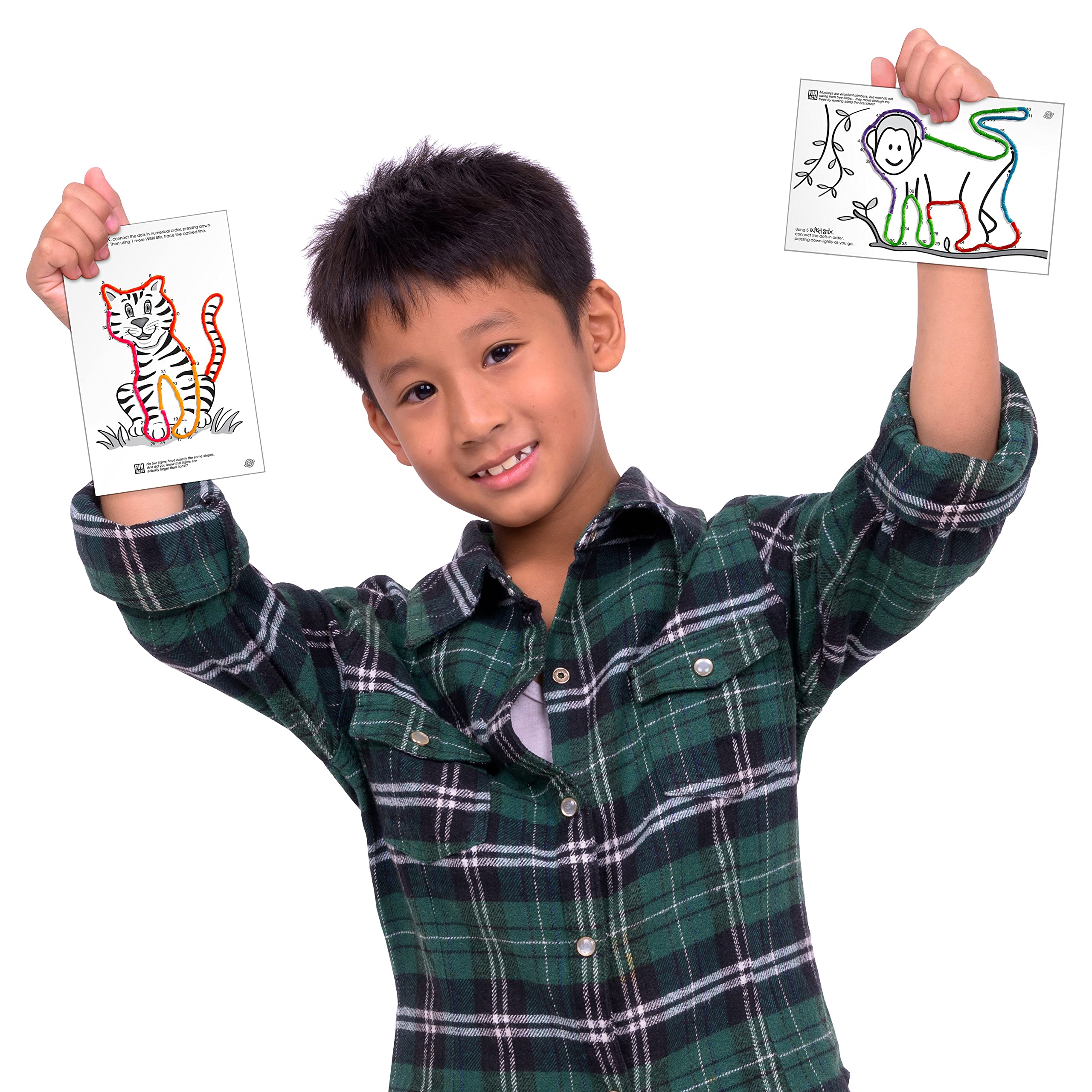 Wikki Stix Animal Activity Pak – 12 Zoo Animal Connect-the-Dot Packs with Fun Facts, Made in USA