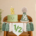 Wild Green Half Birthday Decoration Set - Tassel Banner, Hat, Candle for Baby Boy