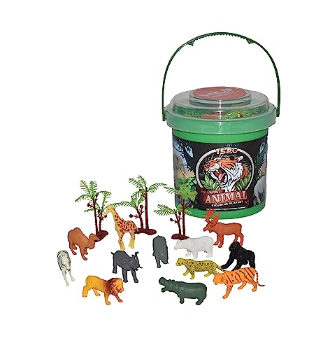 Wild Republic 15-Piece Wild Animals Bucket - Jungle Toy Figures for Kids