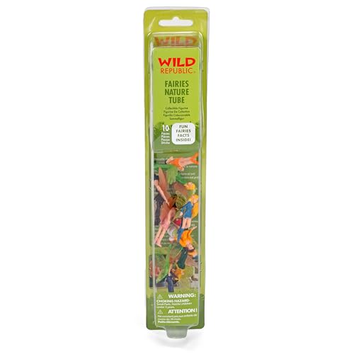 Wild Republic Fairy Figurines Tube – 10 Hand-Painted Winged Fairies with 5 Poses, 2 to 2.25 Inches, Reusable Tube for Travel and Storage, Ages 3+