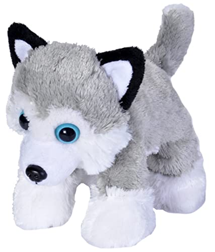 Wild Republic Husky Plush Toy – 7-Inch Stuffed Animal with Blue Eyes, Surface-Washable