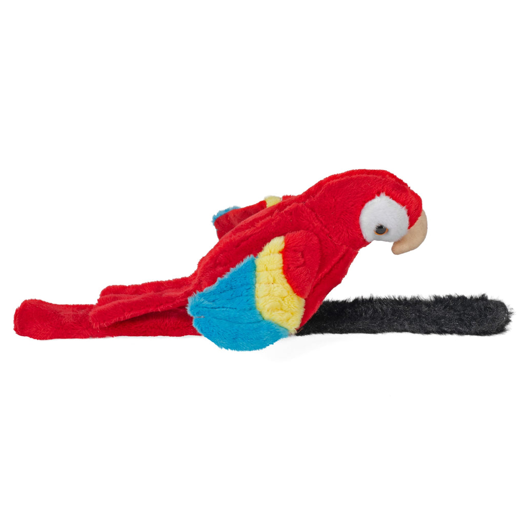 Wild Republic Scarlet Macaw Perching Parrot - 9 Inch Plush with Recording and Snap Bracelet, Eco-Friendly Fill