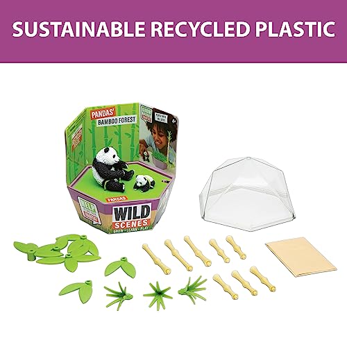Wild Scenes Pandas' Bamboo Forest - Grow & Play Kit with Dill Seeds, Recycled Plastic Habitat Toy for Kids Ages 4+