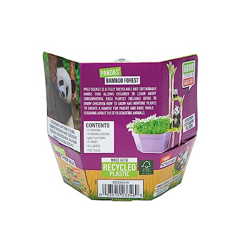 Wild Scenes Pandas' Bamboo Forest - Grow & Play Kit with Dill Seeds, Recycled Plastic Habitat Toy for Kids Ages 4+