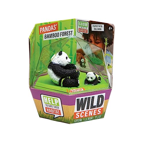 Wild Scenes Pandas' Bamboo Forest - Grow & Play Kit with Dill Seeds, Recycled Plastic Habitat Toy for Kids Ages 4+