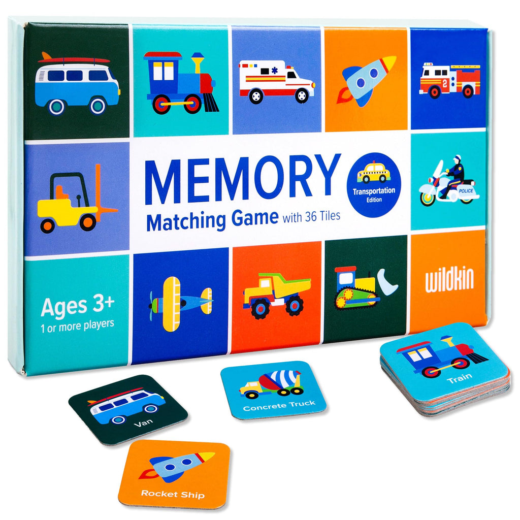 Wildkin Memory Matching Game – 18 Transportation Pairs for Toddlers & Preschoolers