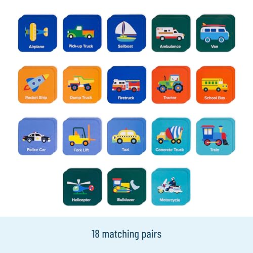 Wildkin Memory Matching Game – 18 Transportation Pairs for Toddlers & Preschoolers