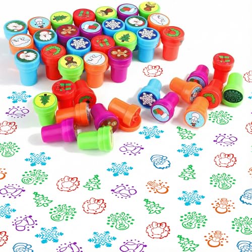 WILLBOND 40-Piece Winter Stamp Set – Self-Inking Snowflake, Snowman & Holiday Designs