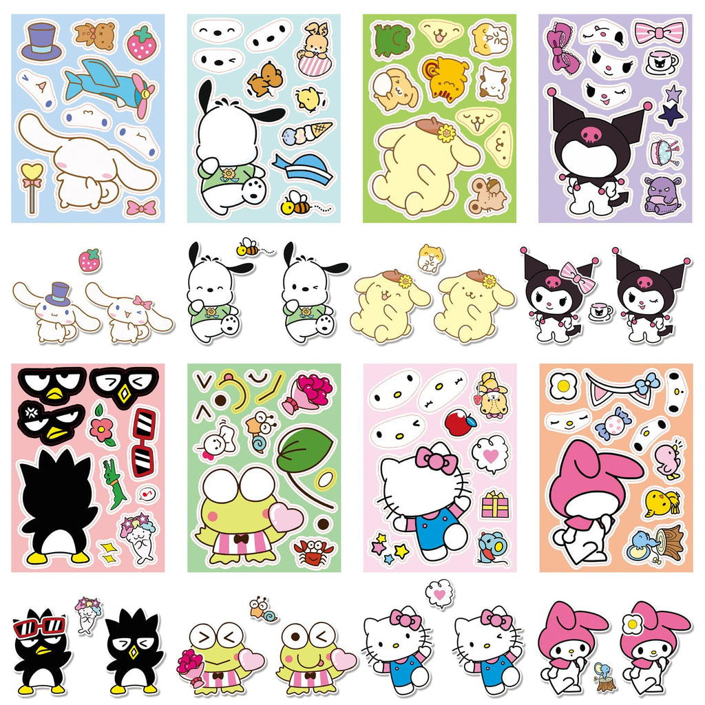 Winawing 24 Cute Cartoon Stickers - 8 Anime Designs, 4.9x6.7 inches, Waterproof Vinyl Stickers for Laptop, Water Bottle, Scrapbooking