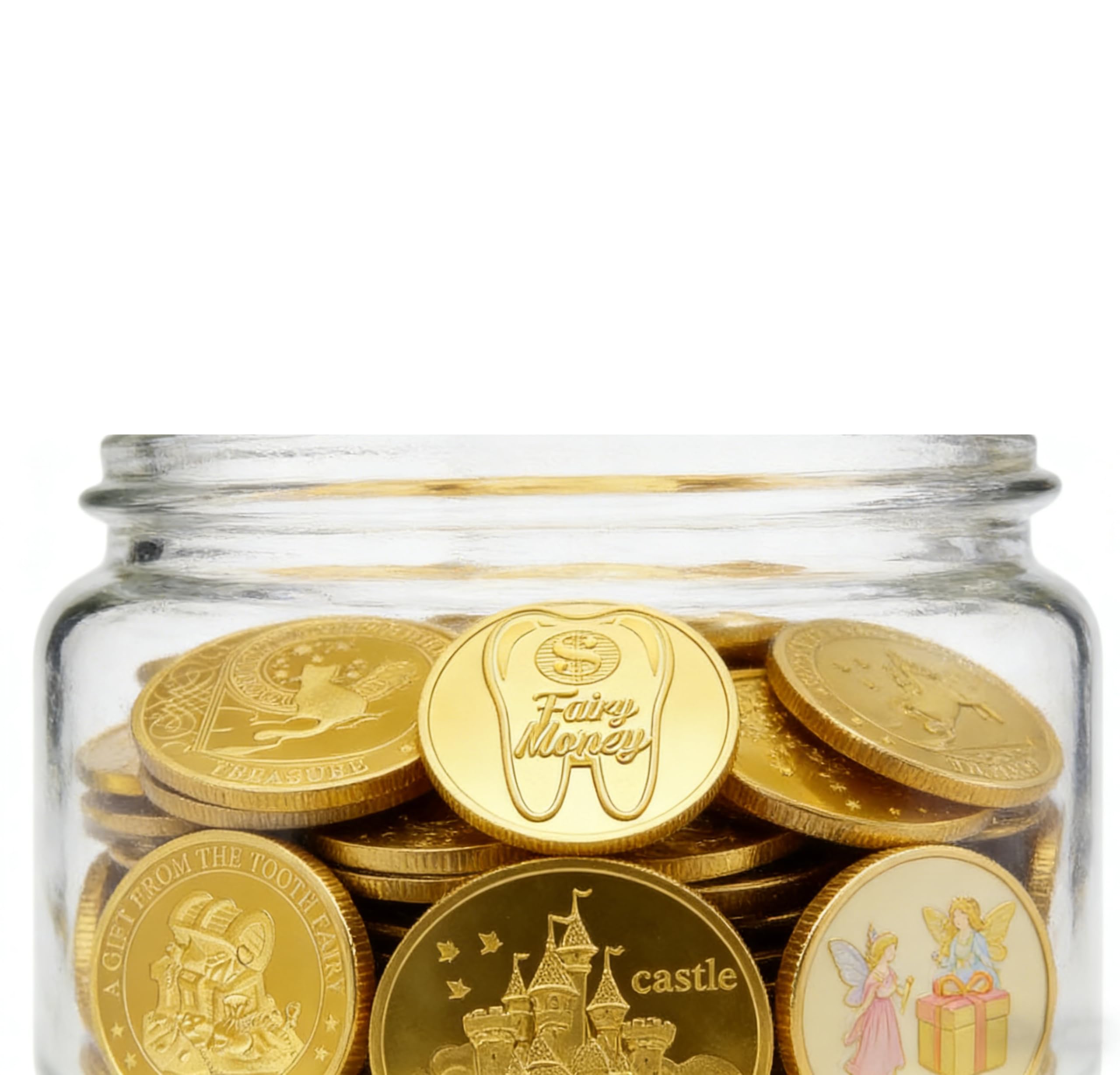 WINDSIUUU 10-Pack Tooth Fairy Coins - Gold Plated Metal Commemorative Coins for Lost Teeth, Kids Tooth Fairy Gifts