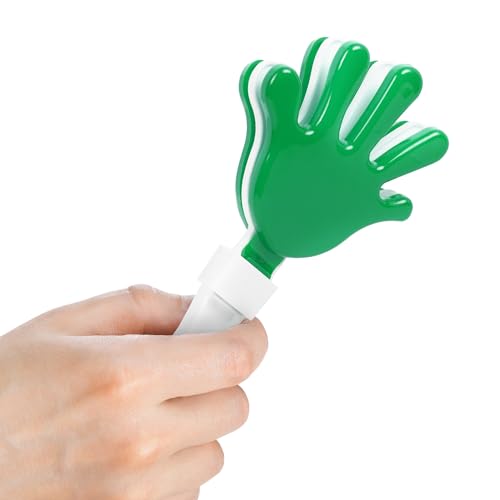 Windy City Novelties 12-Pack 7-Inch Mini Hand Clappers - Green/White Plastic Noisemakers for Sports Events and Pep Rallies