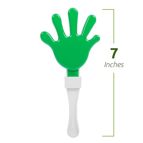 Windy City Novelties 12-Pack 7-Inch Mini Hand Clappers - Green/White Plastic Noisemakers for Sports Events and Pep Rallies