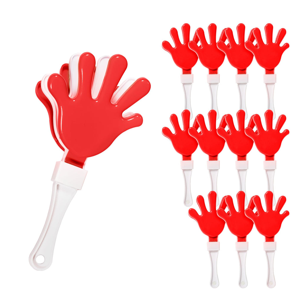 Windy City Novelties 12-Pack Mini Hand Clappers – 7-Inch Plastic Noisemakers, Red/White/Blue