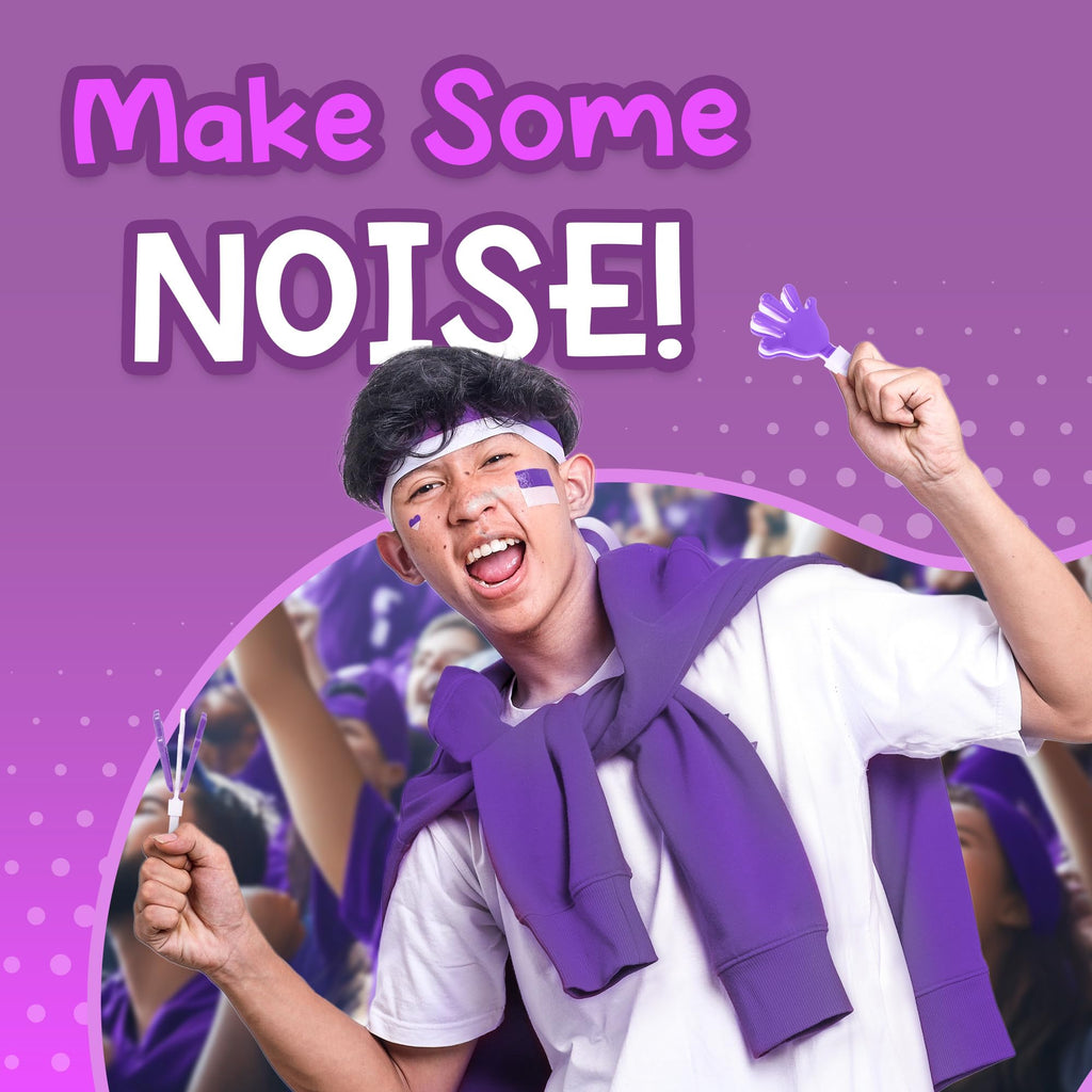 Windy City Novelties 12-Pack Mini Hand Clappers – Purple/White Loud Noisemakers for Sports Events