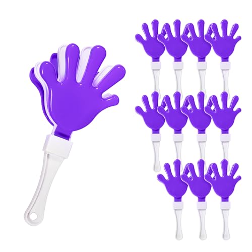 Windy City Novelties 12-Pack Mini Hand Clappers – Purple/White Loud Noisemakers for Sports Events