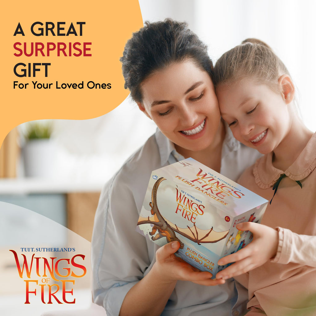Wings of Fire Dragon Plush Danglers - Sunny & Mystery Dragon Combo Box - Soft Stuffed Animal Toy with Clip