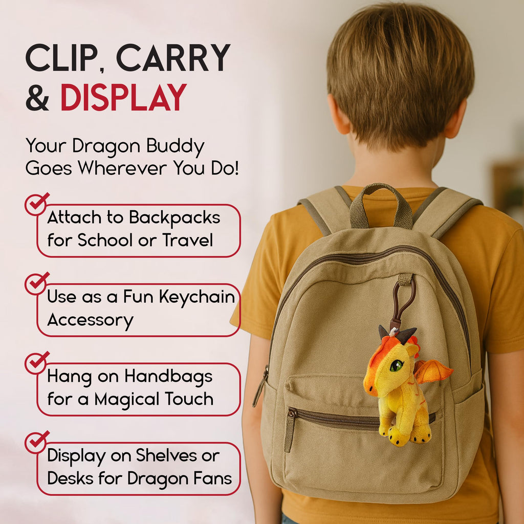 Wings of Fire Dragon Plush Danglers - Sunny & Mystery Dragon Combo Box - Soft Stuffed Animal Toy with Clip