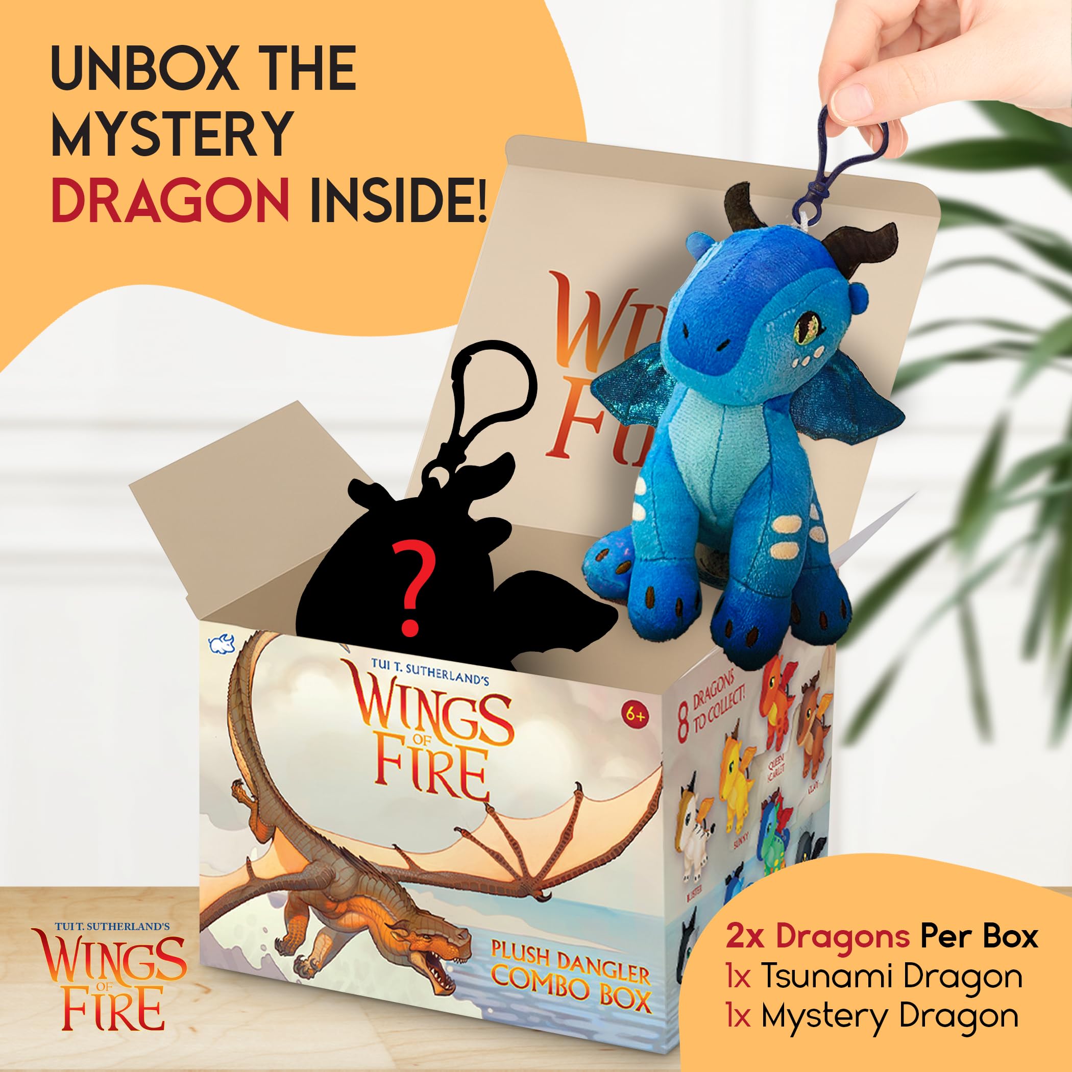 Wings of Fire Plush Danglers: Tsunami & Mystery Dragon Combo Box – Soft Collectibles with Backpack Clip