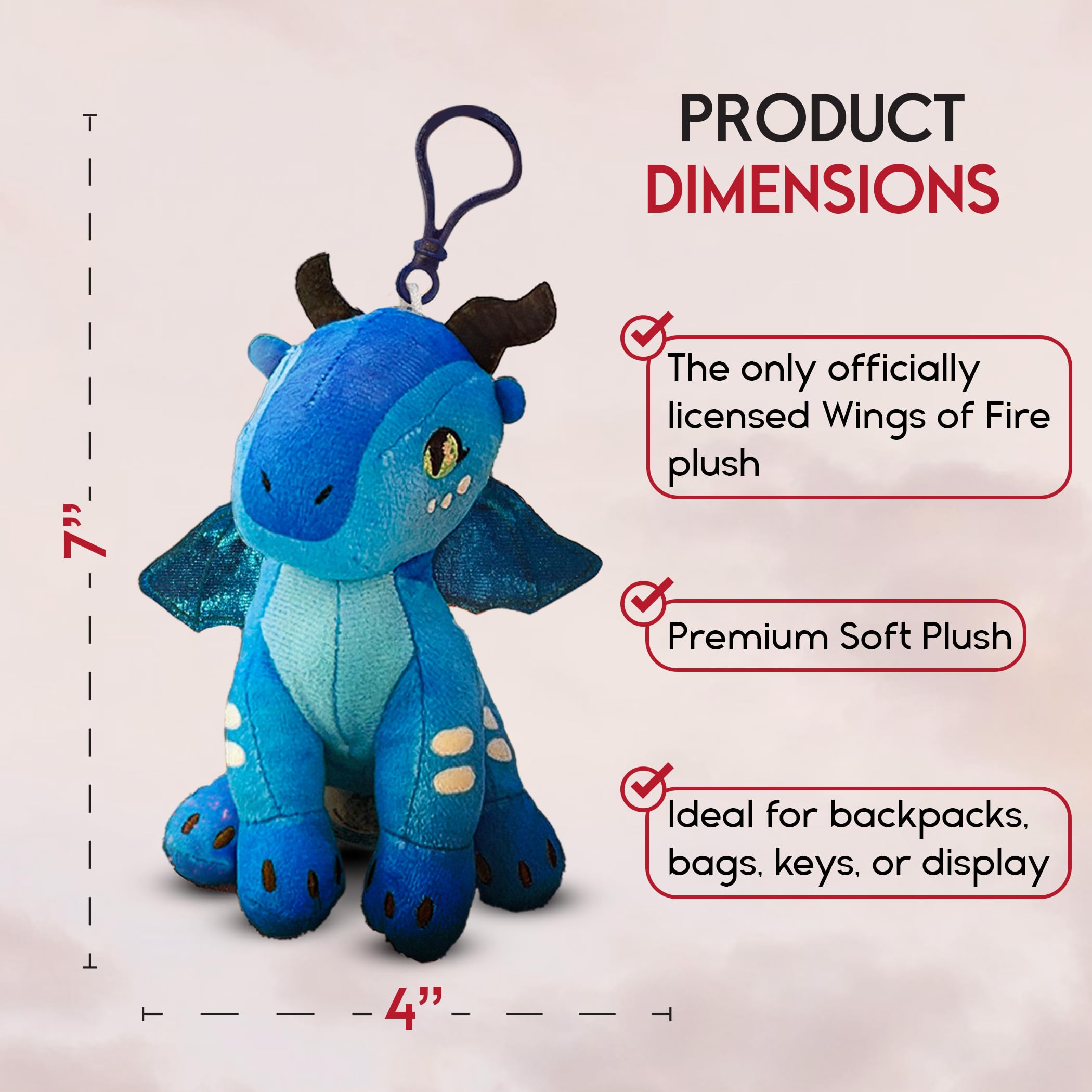 Wings of Fire Plush Danglers: Tsunami & Mystery Dragon Combo Box – Soft Collectibles with Backpack Clip