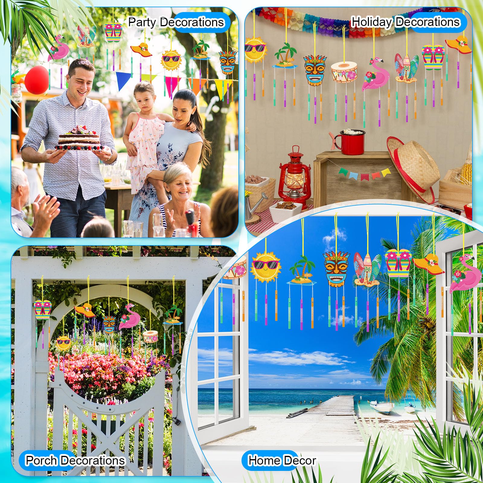 WinnerWhy 16-Pack DIY Summer Wind Chime Kit - Craft Flamingos, Tiki, Surfboards