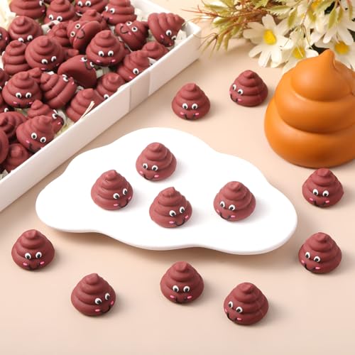 WinnerWhy 25 Mini Poop Figures – Realistic Brown Rubber Poop Prank Toys for Party Favors, Piñata Fillers, Gag Gifts