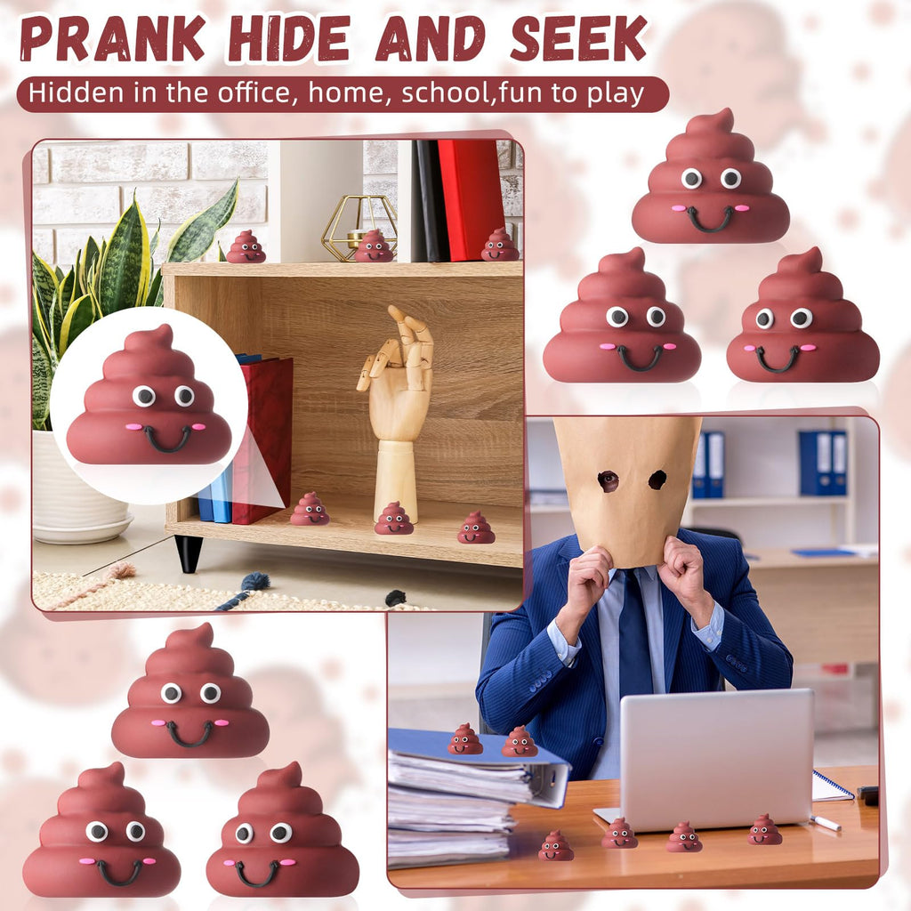 WinnerWhy 25 Mini Poop Figures – Realistic Brown Rubber Poop Prank Toys for Party Favors, Piñata Fillers, Gag Gifts