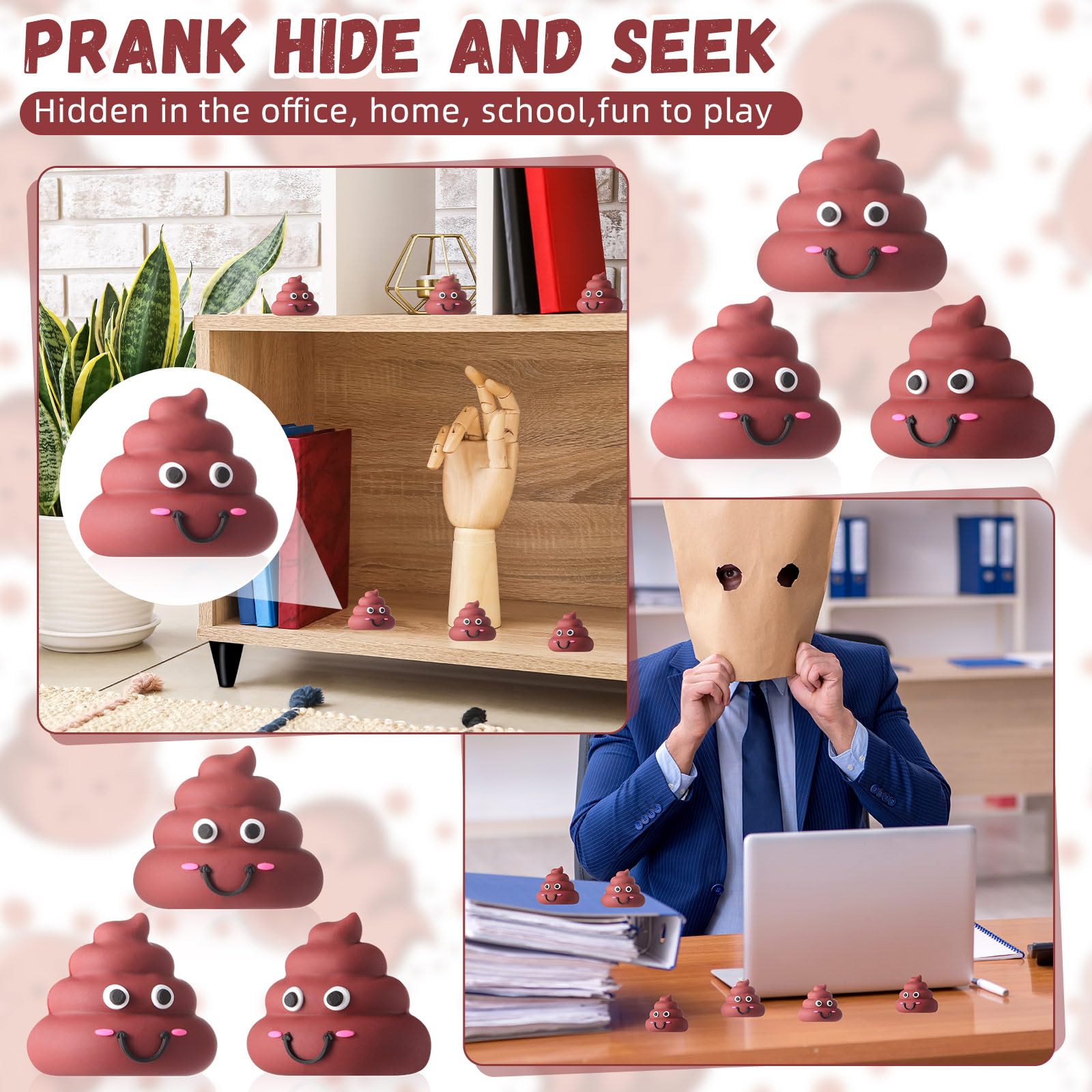 WinnerWhy 25 Mini Poop Figures – Realistic Brown Rubber Poop Prank Toys for Party Favors, Piñata Fillers, Gag Gifts