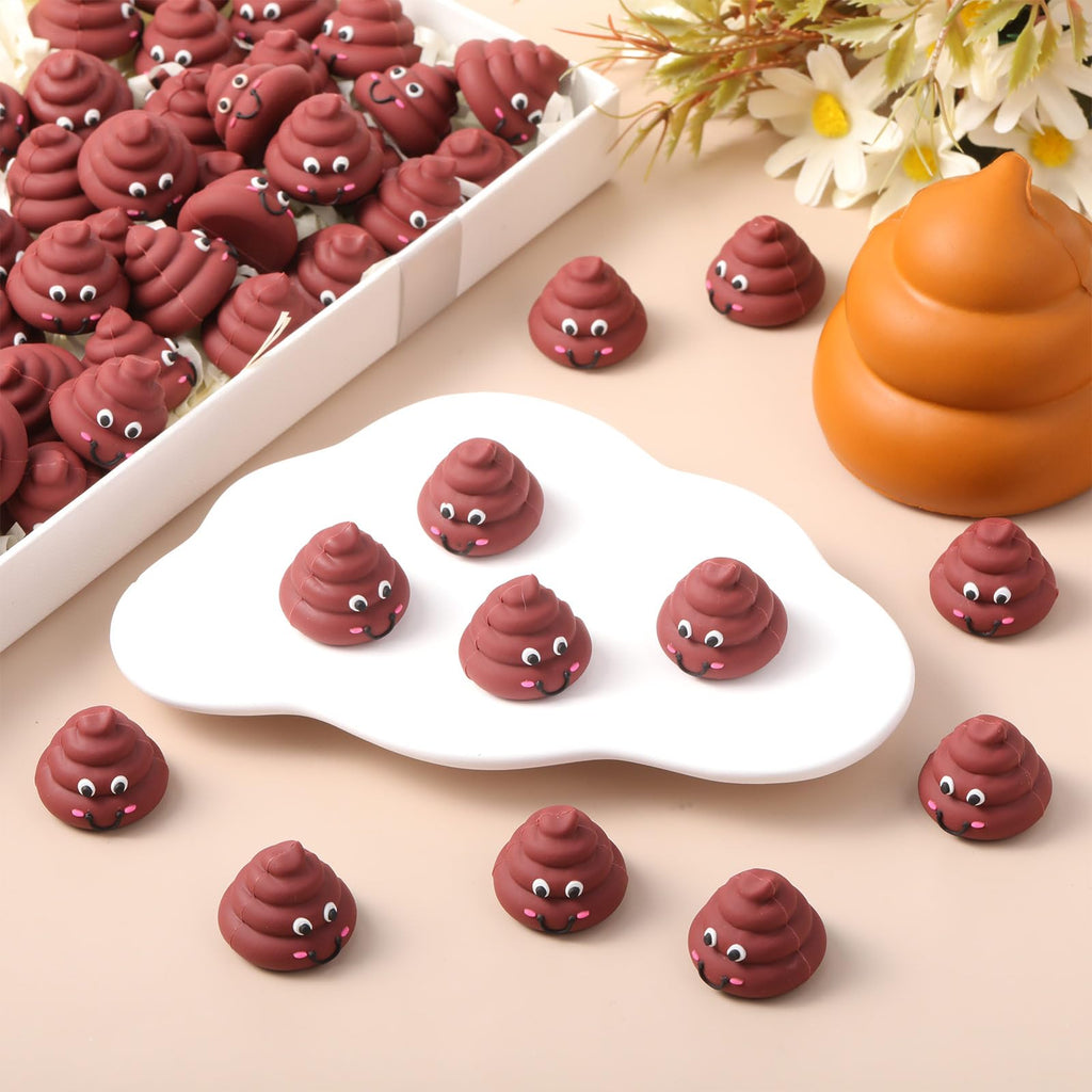 WinnerWhy 25 Mini Poop Figures – Realistic Brown Rubber Poop Prank Toys for Party Favors, Piñata Fillers, Gag Gifts