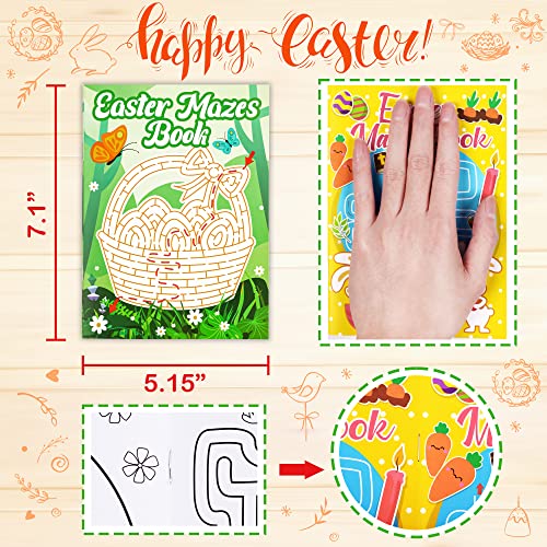 Winrain 4-Pack Easter Maze Books for Kids - 160 Mazes in 4 Difficulty Levels, Coloring Activities for Ages 3-12