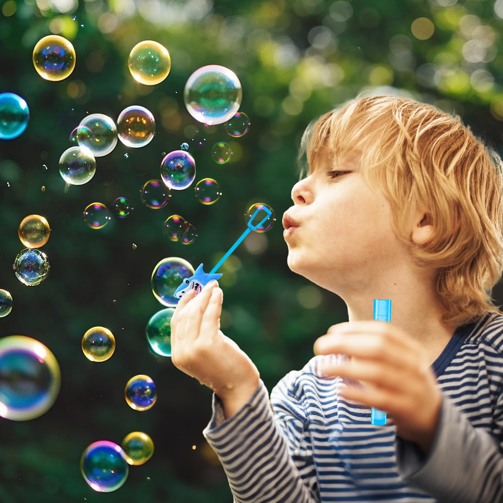 Winrayk 24-Pack Ocean Animal Mini Bubble Wands for Under the Sea Party Favors, Bulk Bubble Wands with Detachable Toppers, 6 Styles & Colors, Summer Pool Birthday Goody Bag Stuffers