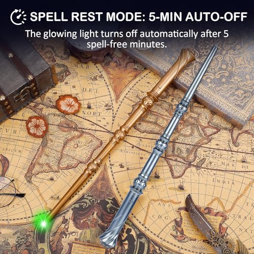 WinSence Light-Up Magic Wizard Wands 2-Pack – 15.2-Inch Illuminating Wands with Sounds & 4 Colors for Kids Cosplay