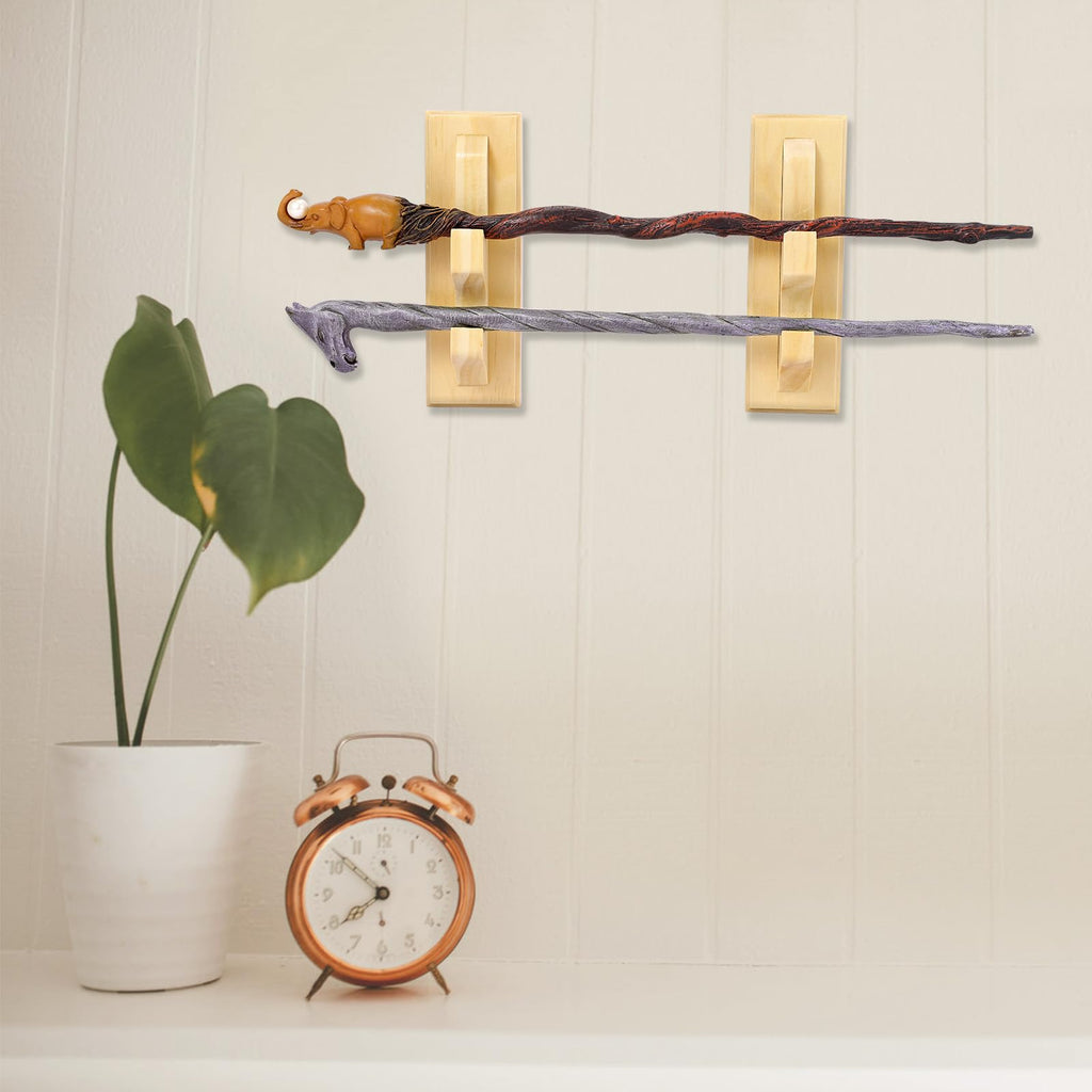 WinSence Wall Mount Wizard Wand Display - 2 Tier Natural Wood Holder