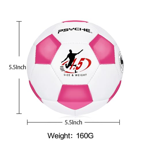 Wisdom Leaves Mini Soccer Ball Size 1.5 – Soft Lightweight PVC Ball for Toddlers & Kids, Indoor/Outdoor Play, Rose Red-White