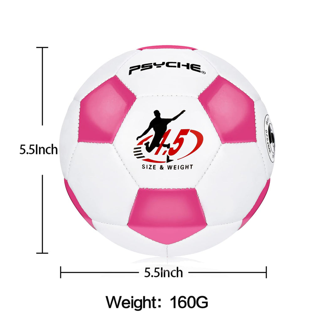 Wisdom Leaves Mini Soccer Ball Size 1.5 – Soft Lightweight PVC Ball for Toddlers & Kids, Indoor/Outdoor Play, Rose Red-White