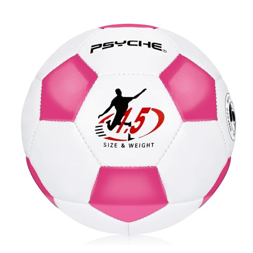 Wisdom Leaves Mini Soccer Ball Size 1.5 – Soft Lightweight PVC Ball for Toddlers & Kids, Indoor/Outdoor Play, Rose Red-White