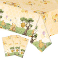 WISSLERMER 3-Pack Yellow Teddy Bear Disposable Plastic Tablecloths 54x108 Inches for Baby Shower Party